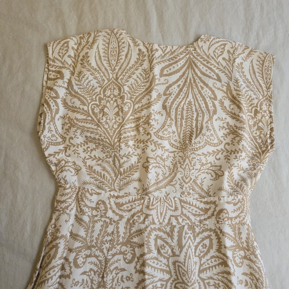 LOFT White Tan Paisley Button Down Linen Blend Mini Dress Spring Vacation MI3 - Picture 11 of 11